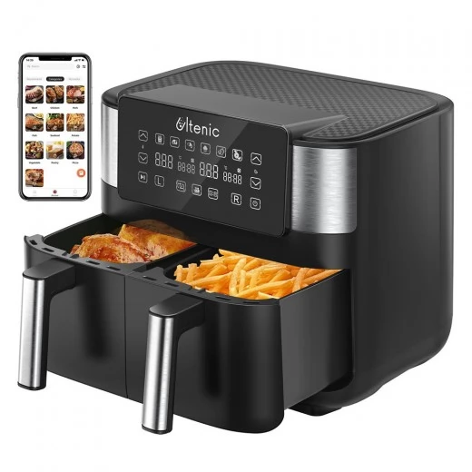 

Ultenic K20 Dual Basket Air Fryer, 8L Capacity, Dual Independent Cooking Zone, 100 Online Recipes, Digital Display