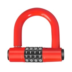 Bicycle U Lock 4-cijferig wachtwoord combinatieslot, anti-diefstal, heavy duty, solide zinklegering, voor fietsen, scooters