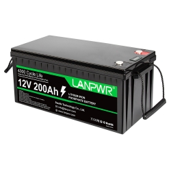 LANPWR 12V 200Ah LiFePO4 Akku Backup Power, 2560Wh, 4000 Ladezyklen, 100A BMS, Anschließbar an Solarwechselrichter