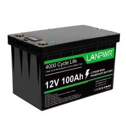 LANPWR 12V 100Ah LiFePO4 Battery Pack Backup Power, 1280Wh Energy, 4000 Deep Cycles, 100A BMS, Connectable to Solar Inverter