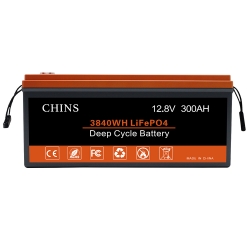 CHINS Smart 12V 300AH LiFePO4 batterij, ingebouwde 200A BMS, lage temperatuur verwarming Bluetooth, APP controleert batterij SOC