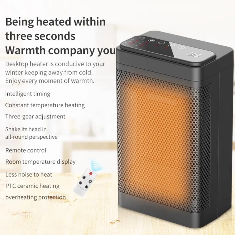 New Electric Heater Portable Vertical Household Heater PTC Ceramic Electric  Heater Three-second Speed Heat Rechargeable