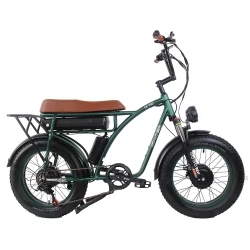 GOGOBEST GF750 Electric Bike,1000W*2 Motor, 48V 17.5Ah Battery,Mechanical Disc Brake- Army Green