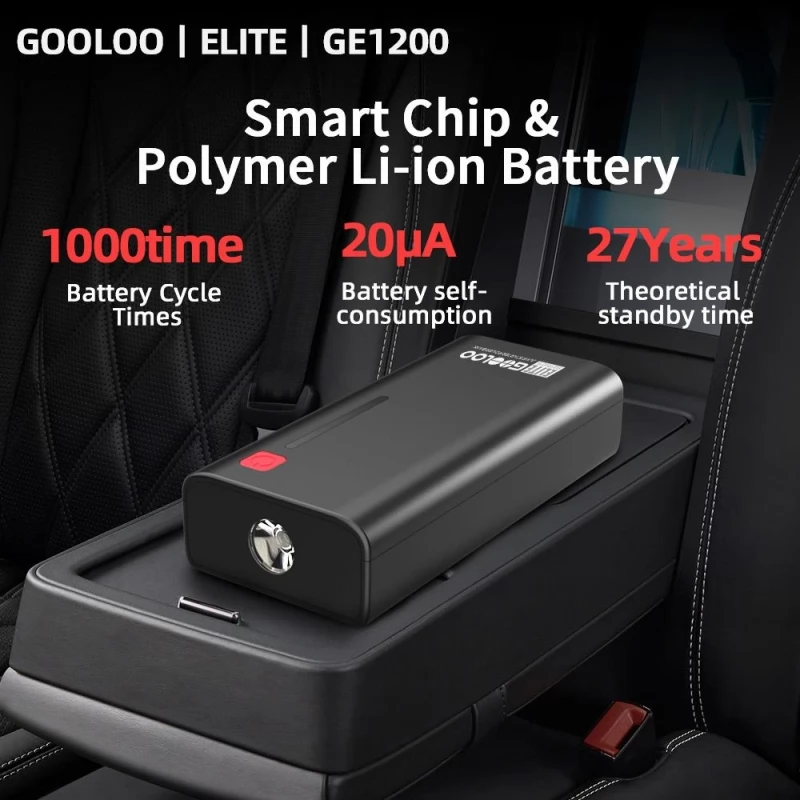 Gooloo Car Jump Starter 800 A 18,000 mAh Super Safe Car Battery Starter  Instant Jump Starter