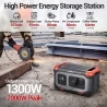ROCKPALS RP1300 Portable Power Station, 1254.4Wh LiFePO4 Battery Solar Generator, 1300W AC Outlets, Peak 2000W, 9 Output
