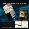 ACMER P2 33 W Lasergravierer mit automatischer Luftunterstützung, 0,08 x 0,1 mm Spot, 24000 mm/min, 420 x 400 mm