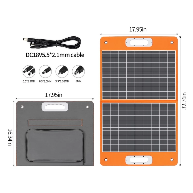 Flashfish TSP 18V 60W Foldable Solar Panel, Portable Solar Charger