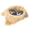 Fluffee Kattenbed met 100% Polyester Deken, Typha Orientalis Mand, voor Huisdieren van 0-15kg