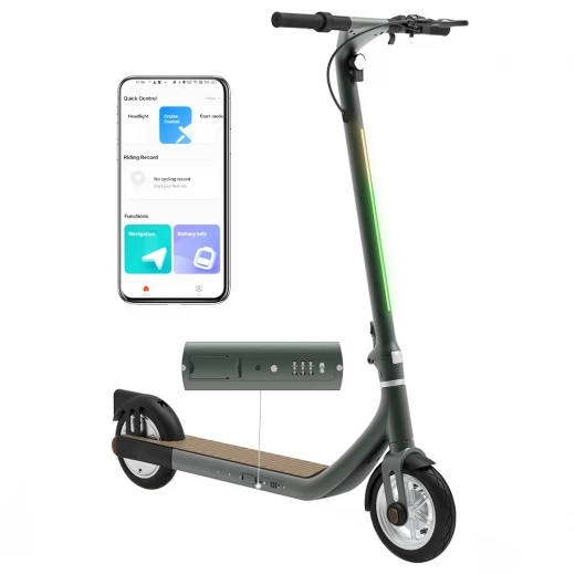 Atomi Alpha Foldable Electric Scooter, 650W Motor, 10Ah Battery, 2A Charger, Anti-theft Cable Lock - Pine Green