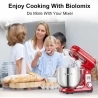 BioloMix BM601 1200W Kitchen Food Stand Mixer, Cream Egg Whisk, Cake Dough Kneader, 6L Capacity, Stainless Steel Bowl - Red