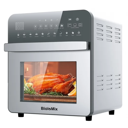 BioloMix MA528T Dual Heating Air Fryer Oven, 1700W Oil Free Toaster, 15L Capacity, 11 Presets, Stainless Steel Interior