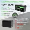 LANPWR 12V 185Ah LiFePO4 Lithium-Akku-Pack, 2368Wh , 4000 Ladezyklen, integriertes 100A BMS