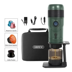 HiBREW H4 Portable Car Coffee Machine, 15 Bar Pressure, DC 12V Espresso Coffee Maker with Adapter Storage Bag Bracket