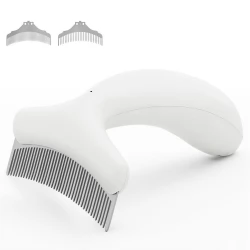 Fluffee Pet Hair Comb with Three Replaceable Combs (0.8mm, 1.0mm, 1.5mm) - Frosted White