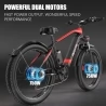 DUOTTS F26 26*4.0 Inch Fat Tire Electric Bike, 750W*2 Dual Motors, LG 17.5Ah Battery, 55km/h Max Speed - Black