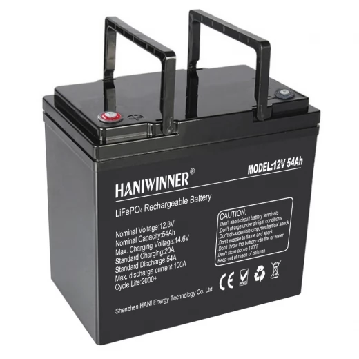 HANIWINNER HD009-07 12.8V 54Ah LiFePO4 Lithium Batterijpak Reservevermogen, 691.2Wh Energie, 2000 cycli, ingebouwd BMS