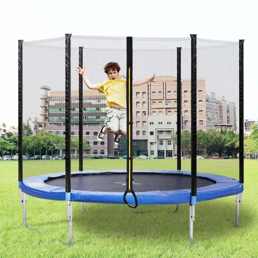 

Outdoor Trampoline with Safety Enclosure Net and Padded Poles
