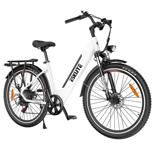 

ESKUTE Polluno Plus Electric Commuter Bike, 28*1.75in Tire, 250W Motor, 25km/h Max Speed, 20Ah Battery, 120km Mileage - White