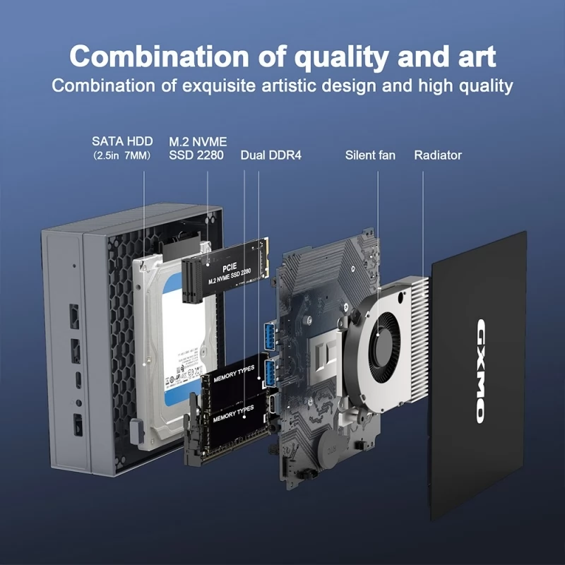 GXMO GX55 Mini PC Intel 11th Gen Celeron N5105, 8GB DDR4 256GB SSD