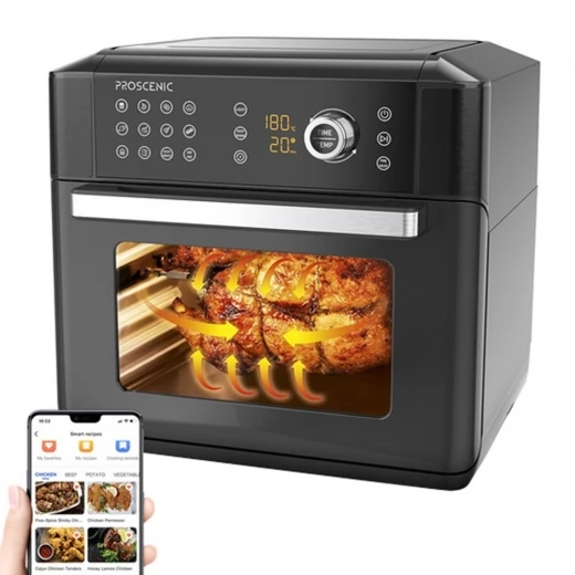 Proscenic T31 1700W Air Fryer Oven, 15L Large Capacity, 12 Presets, 360 Degree Air Circulation, Flipping Reminder