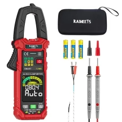 KAIWEETS KC601 Smart Digital Clamp Meter, 6000 Counts, Auto Range, AC/DC Current, NCV Detection Function - Red