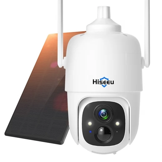 

Hiseeu CQ1 Outdoor Solar Security Camera, with Solar Panel, 2K PTZ Wireless Camera, Color Night Vision, Cloud Storage