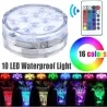 4st RGB onderdompelbare LED-lampjes met afstandsbediening, 10 LED's, 16 kleuren, 4 modi, op batterijen, IP68 waterdicht