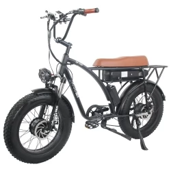 GOGOBEST GF750 Electric Bike,1000W*2 Motor, 48V 17.5Ah Battery,Mechanical Disc Brake- Black