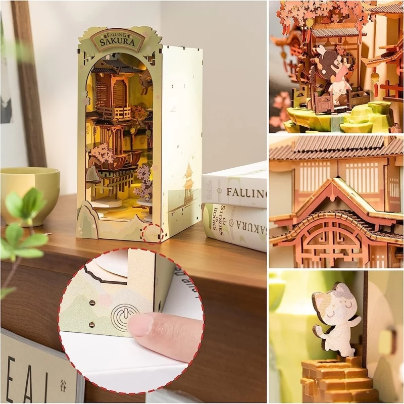 Rolife Book Nook Kit DIY 3D Wooden Puzzles Dollhouse Bookshelf