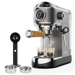 BioloMix CM7008 Halbautomatische Espresso-Kaffeemaschine mit Milchdampfdüse, 20 Bar Druck, 1.1L Wassertank