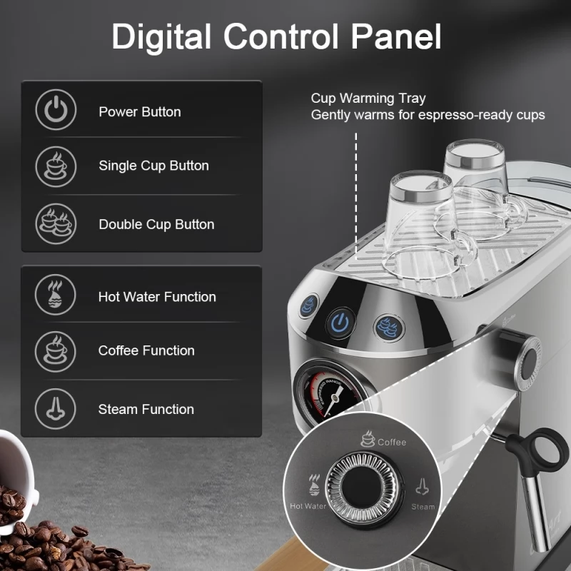 BioloMix CM7008 Semi-Automatic Espresso Coffee Maker with Milk