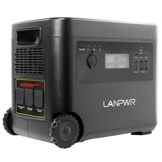 LANPWR draagbare energiecentrale, 2160Wh LifePo4 zonnegenerator, 2500W AC uitgang, 15W draadloos opladen, 14 stopcontacten