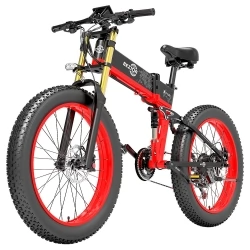 BEZIOR X-PLUS Mountain Electric Bike, 1500W Motor, 48V 17.5Ah Battery, 26*4.0 Tire, 40 km/h Max Speed - Red