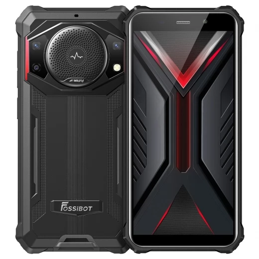 FOSSiBOT F101 Rugged Smartphone, 4GB 64GB, AI Triple Camera, 123dB Speaker, 10600mAh Large Battery, Android 12 - Red