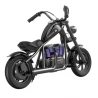 Hyper GOGO Cruiser 12 Plus Elektrische Motorfiets voor Kinderen, 12 x 3" Banden, 160W, 5.2Ah, Bluetooth-luidspreker - Zwart