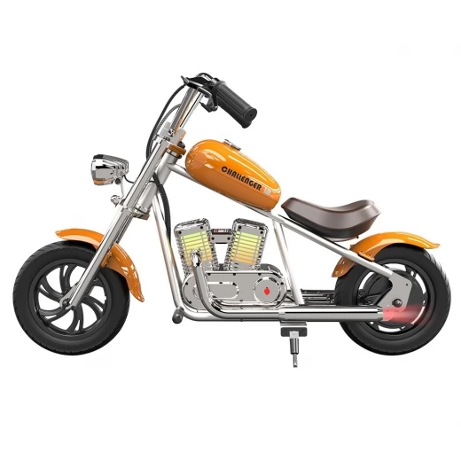 Hyper GOGO Challenger 12 Plus elektrische motorfiets met app voor kinderen, 12 x 3" Banden, 160W, 5.2Ah, luidspreker - Oranje