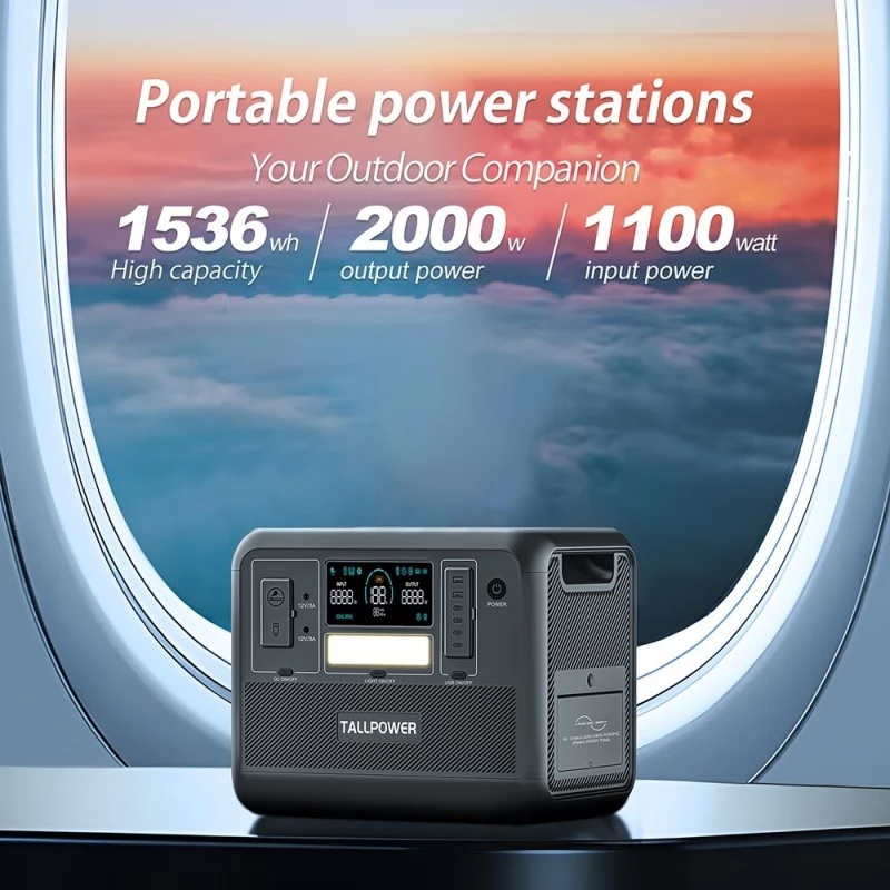 TALLPOWER 2000W ポータブルパワーステーション TALLPOWER V2000 Portable Power Station, 1536Wh LiFePo4 Solar