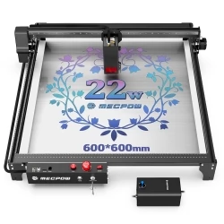 Mecpow X5 22W Laser Engraving Machine, 600x600mm Engraving Area, 0.08x0.1mm, Laser Spot with Auto Air Assist