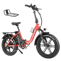 Vitilan U7 2.0 Foldable Electric Bike, 20*4.0-inch Fat Tire, 750W Motor, 48V 20Ah Removable LG Lithium Battery - Red