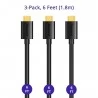 Tronsmart [3 Pack] 3x 1.8m Gold Plated Premium USB 2.0 Male to Micro USB Cable Black