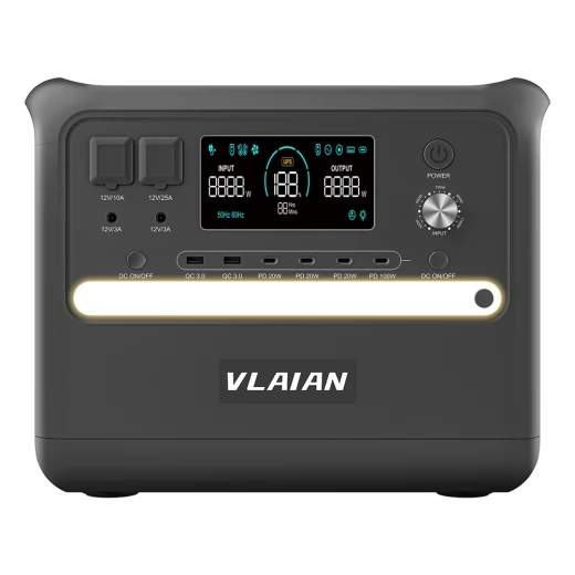 VLAIAN S2400 Portable Power Station, 2048Wh LiFePo4 Solar Generator, 2400W AC Output, PD 100W - Grey