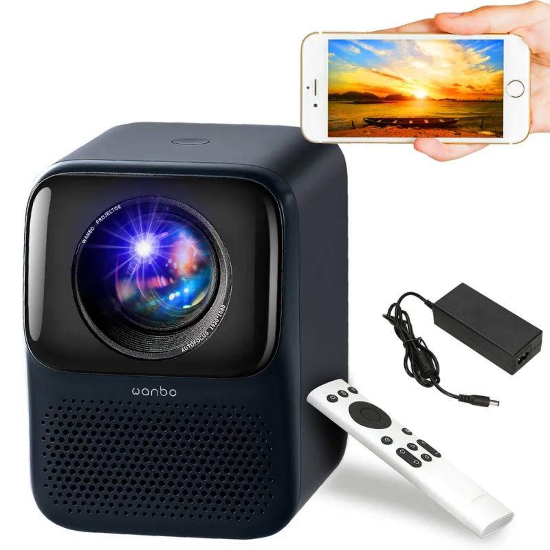  Wanbo Upgraded T2 Max Projector 450ANSI Android 9.0 Full Hd 4K  Projector 1920*1080P 12000 Lumens Auto Focus HIFI Sound Home Outdoor  Theart（blue） : Electronics