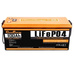 Cloudenergy 24V 100Ah LiFePO4 Battery Pack, 2560Wh Energy, 6000+ Cycles, Built-in 100A BMS, Support in Series/Parallel