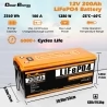 Cloudenergy 12V 200Ah LiFePO4 Battery Pack Backup Power, 2560Wh Energy, 6000 Cycles, Built-in 100A BMS