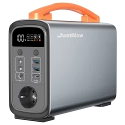 JustNow GT240 Pro 240W Portable Power Station, 320Wh LiFePO4 Batterie Solar Generator, 60W PD Schnellladung, LED Licht