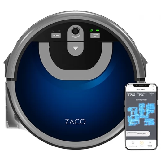 ZACO W450 Wischroboter, 850-ml-Frischwassertank, 3 Reinigungsmodi, 360° PanoView-Kameranavigation