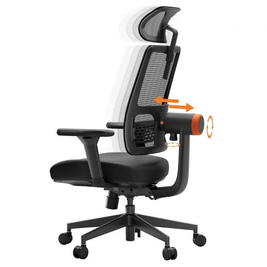 NEWTRAL MAGICH002 Ergonomischer Bürostuhl, automatisch folgende Rückenlehne, verstellbare Sitztiefe der Kopfstütze - Schwarz