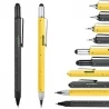 HMP P136A 6-in-1 Multitool Pen, met stylus, liniaal, waterpas, schroevendraaier, intrekbare penfunctie - Geel