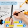 HMP P136A 6-in-1 Multitool Pen, with Stylus, Ruler, Bubble Level, Screwdriver, Retractable Pen Function - Black