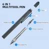 HMP P136A 6-in-1 Multitool Pen, with Stylus, Ruler, Bubble Level, Screwdriver, Retractable Pen Function - Black